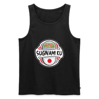 Suginami ku Japon Drapeau Badge Voyage Souvenir Timbre - Débardeur bio Premium Homme - noir - Devant - Michal (187cm)