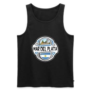 Mar del Plata Argentina Flag Travel Souvenir Badge - Men's Premium Organic Tank Top - black - Front - AI Model Male 178 light (178cm)