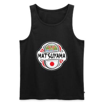 Matsuyama Japon Drapeau Badge Souvenir de Voyage Timbre - Débardeur bio Premium Homme - noir - Devant - Michal (187cm)
