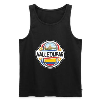 Valledupar Colombia Flag Travel Souvenir Badge Sta - Men's Premium Organic Tank Top - black - Front - AI Model Male 178 light (178cm)