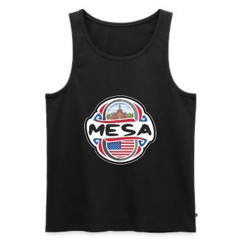 Mesa USA United States Flag Travel Souvenir Badge - Men's Premium Organic Tank Top - black - Front - AI Model Male 178 light (178cm)