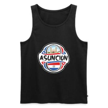 Asuncion Paraguay Drapeau Badge Souvenir de Voyage Timbre - Débardeur bio Premium Homme - noir - Devant - AI Model Male 178 light (178cm)