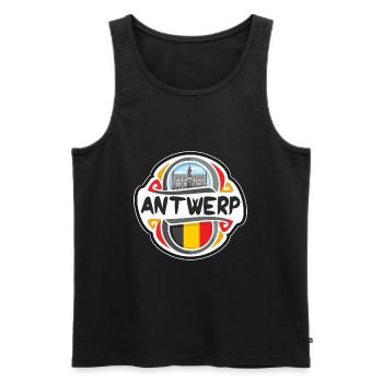 Antwerp Belgium Flag Badge Travel Souvenir Stamp - Men's Premium Organic Tank Top - black - Front - Michal (187cm)