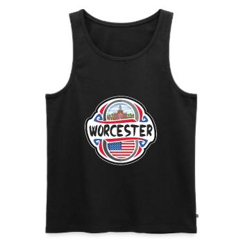 Worcester USA Drapeau des États-Unis Souvenir de voyage B - Débardeur bio Premium Homme - noir - Devant - AI Model Male 178 light (178cm)