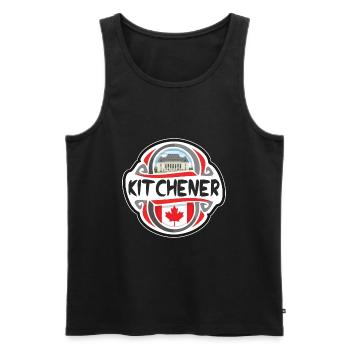 Kitchener Canada Flag Badge Travel Souvenir Stamp - Men's Premium Organic Tank Top - black - Front - Michal (187cm)