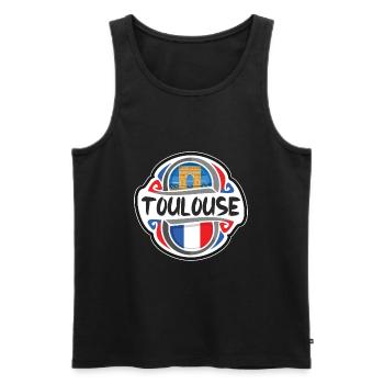 Toulouse France Flag Badge Travel Souvenir Stamp - Men's Premium Organic Tank Top - black - Front - Michal (187cm)