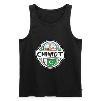 Chiniot Pakistan Flag Badge Souvenir de Voyage Timbre Souvenir - Débardeur bio Premium Homme - noir - Devant - Michal (187cm)