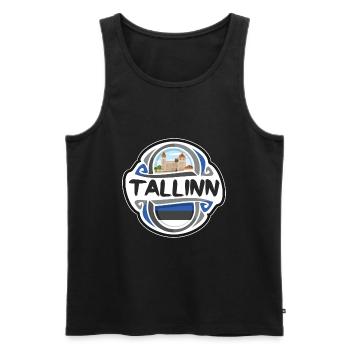 Tallinn Estonie Drapeau Badge Voyage Souvenir Timbre - Débardeur bio Premium Homme - noir - Devant - Michal (187cm)