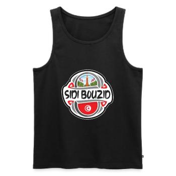 Sidi Bouzid Tunisia Flag Travel Souvenir Badge Sta - Men's Premium Organic Tank Top - black - Front - Michal (187cm)