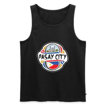 Pasay City Philippines Drapeau Voyage Souvenir Badge - Débardeur bio Premium Homme - noir - Devant - Michal (187cm)