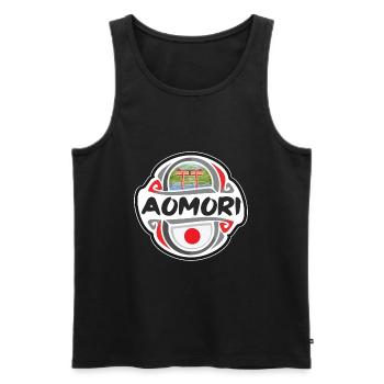Aomori Japon Drapeau Badge Souvenir de Voyage Timbre - Débardeur bio Premium Homme - noir - Devant - Michal (187cm)