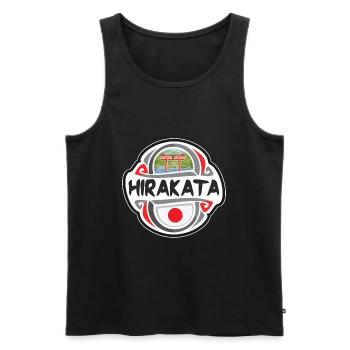 Hirakata Japon Drapeau Badge Voyage Souvenir Timbre - Débardeur bio Premium Homme - noir - Devant - Michal (187cm)