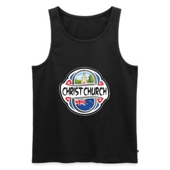 Christchurch Drapeau néo-zélandais Souvenir de voyage Badg - Débardeur bio Premium Homme - noir - Devant - AI Model Male 178 light (178cm)