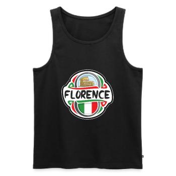 Florence Italie Drapeau Badge Voyage Souvenir Timbre - Débardeur bio Premium Homme - noir - Devant - Michal (187cm)