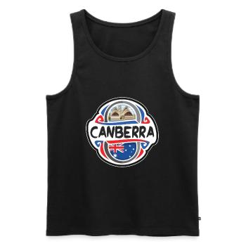 Canberra Australien Flagge Reise Souvenir Abzeichen Stam - Männer Premium Bio Tank Top - Schwarz - Vorne - AI Model Male 178 light (178cm)