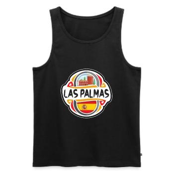 Las Palmas Spain Flag Badge Travel Souvenir Stamp - Men's Premium Organic Tank Top - black - Front - AI Model Male 178 light (178cm)