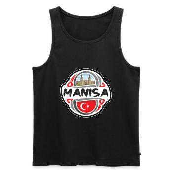 Manisa Türkei Flagge Abzeichen Reise Souvenir Stempel - Männer Premium Bio Tank Top - Schwarz - Vorne - AI Model Male 178 light (178cm)