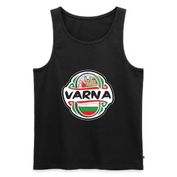 Varna Bulgarien Flagge Abzeichen Reise Souvenir Stempel - Männer Premium Bio Tank Top - Schwarz - Vorne - Michal (187cm)
