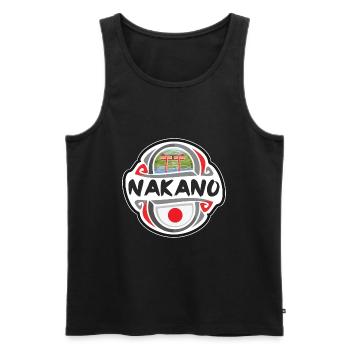 Nakano Japon Drapeau Badge Souvenir de Voyage Timbre - Débardeur bio Premium Homme - noir - Devant - Michal (187cm)