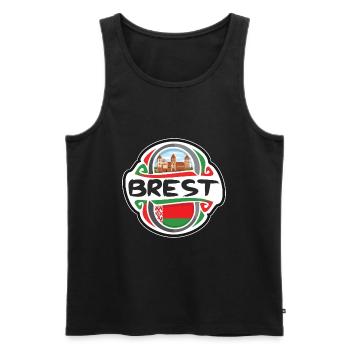 Brest Belarus Flag Badge Travel Souvenir Stamp - Men's Premium Organic Tank Top - black - Front - AI Model Male 178 light (178cm)