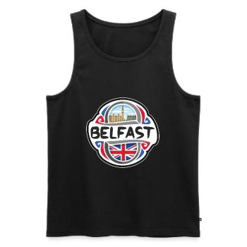 Belfast UK Vereinigtes Königreich Flagge Reise Souvenir Bad - Männer Premium Bio Tank Top - Schwarz - Vorne - Michal (187cm)
