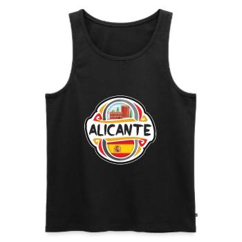 Alicante Espagne Drapeau Badge Voyage Souvenir Timbre - Débardeur bio Premium Homme - noir - Devant - Michal (187cm)