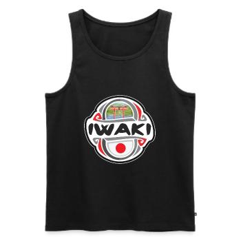 Iwaki Japon Drapeau Badge Souvenir de Voyage Timbre - Débardeur bio Premium Homme - noir - Devant - Michal (187cm)