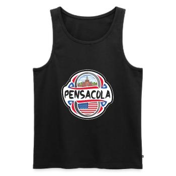 Pensacola USA Drapeau des États-Unis Souvenir de voyage B - Débardeur bio Premium Homme - noir - Devant - AI Model Male 178 light (178cm)
