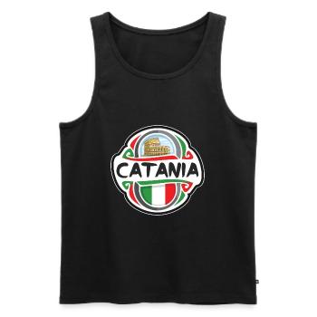 Catane Italie Drapeau Badge Voyage Souvenir Timbre - Débardeur bio Premium Homme - noir - Devant - AI Model Male 178 light (178cm)
