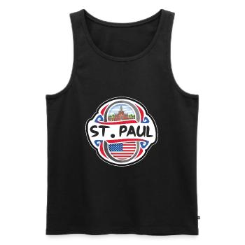 St. Paul USA Drapeau des États-Unis Souvenir de voyage Ba - Débardeur bio Premium Homme - noir - Devant - AI Model Male 178 light (178cm)