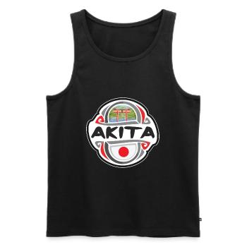 Akita Japon Drapeau Badge Souvenir de Voyage Timbre - Débardeur bio Premium Homme - noir - Devant - Michal (187cm)