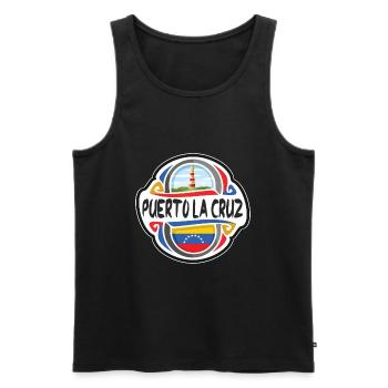 Puerto La Cruz Venezuela Drapeau Souvenir de Voyage Badg - Débardeur bio Premium Homme - noir - Devant - AI Model Male 178 light (178cm)