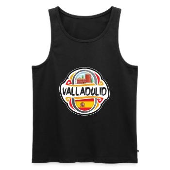 Valladolid Espagne Drapeau Badge Voyage Souvenir Timbre - Débardeur bio Premium Homme - noir - Devant - AI Model Male 178 light (178cm)
