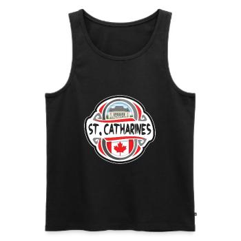 St. Catharines Canada Drapeau Voyage Souvenir Badge S - Débardeur bio Premium Homme - noir - Devant - AI Model Male 178 light (178cm)
