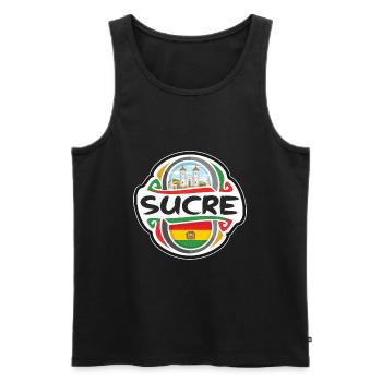 Sucre Bolivia Flag Badge Travel Souvenir Stamp - Men's Premium Organic Tank Top - black - Front - Michal (187cm)