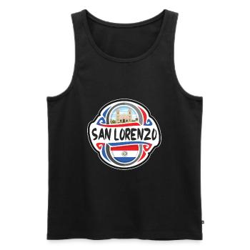 San Lorenzo Paraguay Drapeau Voyage Souvenir Badge St - Débardeur bio Premium Homme - noir - Devant - Michal (187cm)