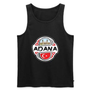 Adana Türkei Flagge Abzeichen Reise Souvenir Stempel - Männer Premium Bio Tank Top - Schwarz - Vorne - Michal (187cm)