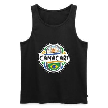 Camacari Brésil Drapeau Badge Voyage Souvenir Timbre - Débardeur bio Premium Homme - noir - Devant - Michal (187cm)