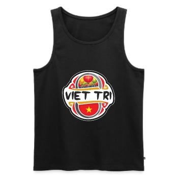 Viet Tri Vietnam Flag Badge Souvenir de Voyage Timbre Souvenir - Débardeur bio Premium Homme - noir - Devant - Michal (187cm)