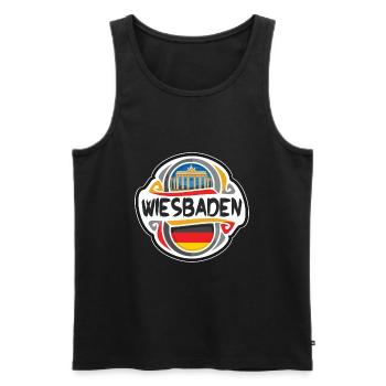 Wiesbaden Deutschland Flaggenabzeichen Reise Souvenir Stamp - Männer Premium Bio Tank Top - Schwarz - Vorne - Michal (187cm)