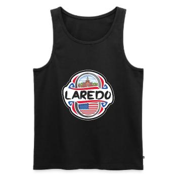 Laredo USA Drapeau des États-Unis Souvenir de voyage Badg - Débardeur bio Premium Homme - noir - Devant - Michal (187cm)