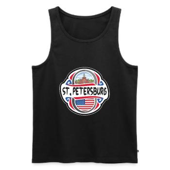 Saint-Pétersbourg États-Unis Drapeau des États-Unis Voyage Souve - Débardeur bio Premium Homme - noir - Devant - Michal (187cm)