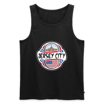 Jersey City USA Drapeau des États-Unis Souvenir de voyage - Débardeur bio Premium Homme - noir - Devant - Michal (187cm)