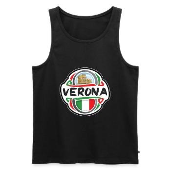 Vérone Italie Drapeau Badge Voyage Souvenir Timbre - Débardeur bio Premium Homme - noir - Devant - Michal (187cm)