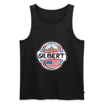 Gilbert USA United States Flag Travel Souvenir Bad - Men's Premium Organic Tank Top - black - Front - Michal (187cm)