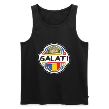 Galati Roumanie Drapeau Badge Voyage Souvenir Timbre - Débardeur bio Premium Homme - noir - Devant - Michal (187cm)