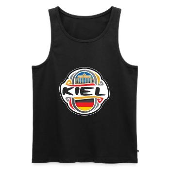 Kiel Allemagne Drapeau Badge Voyage Souvenir Timbre - Débardeur bio Premium Homme - noir - Devant - Michal (187cm)