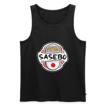 Sasebo Japon drapeau insigne voyage souvenir timbre - Débardeur bio Premium Homme - noir - Devant - AI Model Male 178 light (178cm)