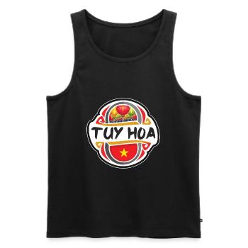 Tuy Hoa Vietnam drapeau insigne voyage souvenir timbre - Débardeur bio Premium Homme - noir - Devant - AI Model Male 178 light (178cm)