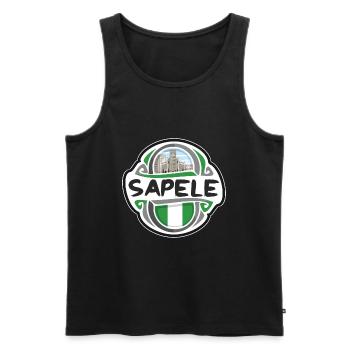 Sapele Nigeria Flag Badge Souvenir de Voyage - Débardeur bio Premium Homme - noir - Devant - Michal (187cm)